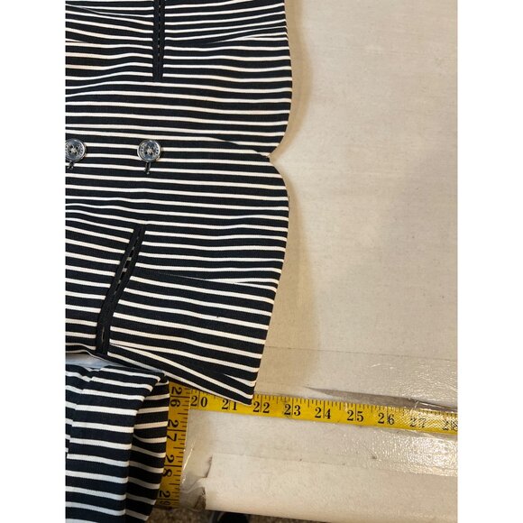Chaps Jacket Blazer 3/4 Sleeve Spit Cuff Black White Stripe Button Jacket Small - Picture 3 of 6